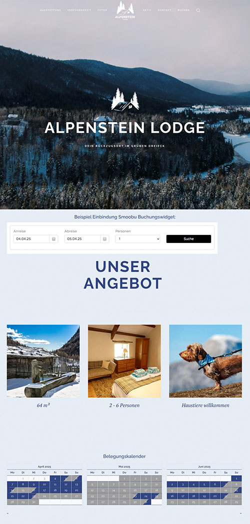 Ferienwohnung Webdesign Vorlage Alpen Lodge