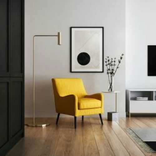 Gelber Sessel im Wohnzimmer